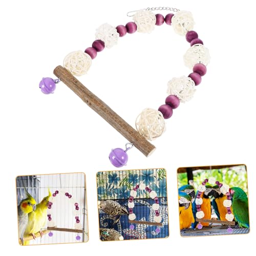 WOONEKY Papageien Holz Schaukel Ständer Vogelkäfig Sitzstange Hängespielzeug Parakeet Balance Training Kauspielzeug für Wellensittiche und Kleine Vögel Langlebig und Natürlich von WOONEKY