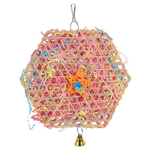 WOONEKY Papageien Kauspielzeug aus Natürlichem Rattan Sicheres Vogelspielzeug für Kleine Vögel Fördert Gesunde Zähne und Kauinstinkt Spielzeug für Sittiche und Nymphensittiche von WOONEKY