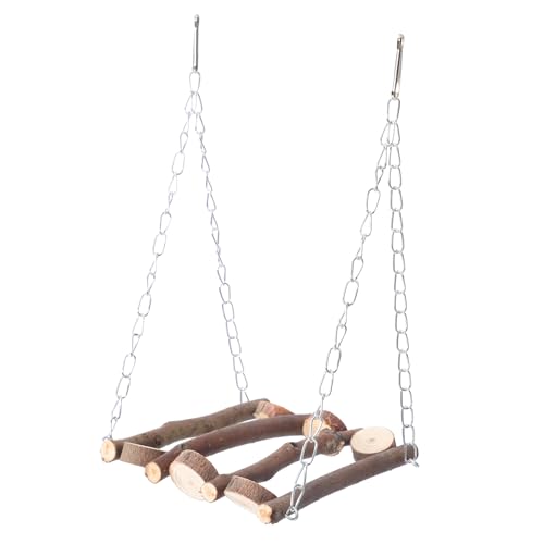 WOONEKY Vogelschaukel-Spielzeug-Set Papageienschaukel Sitzstange Spielzeug Vogel-Hängeständer Holz Hängespielzeug für Papageien dekorative Sitzstange von WOONEKY