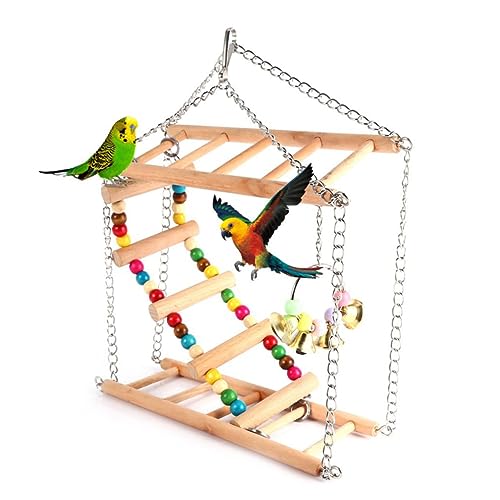 WOONEKY Wooden Pet Swing Und Leiter Für Vögel Sicheres Spielzeug Natürlichem Mit Eisenkette Für Papageien Hamster Und Andere Kleintiere Für Spiel Und von WOONEKY