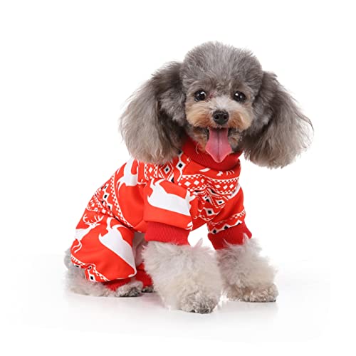 WOONEKY Haustierkleidung weihnachtsmantel weihnachtsjacket hundeweste Kleiner Hundepullover Hunde-Outfits Kleider kostüm Partykleidung für Haustiere Party-Hundetuch Weihnachtstuch rot von WOONEKY