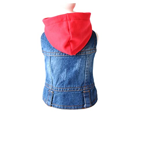WOONEKY Pet Jeans Weste mit Strickhut Retro Hundekleidung für Frühling Sommer Herbst XXL Jeansstoff Atmungsaktiv Sonnenschutz Passend für Chihuahua Bulldogge Yorkie von WOONEKY