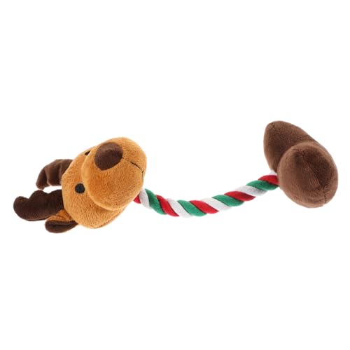 WOONEKY Quietschendes Hundespielzeug aus Weichem Plüsch Elch Design Sicher und Langlebig als Beißspielzeug für Kleine Welpen Weihnachtliches Kauspielzeug für Hunde zur Zahnreinigung und von WOONEKY