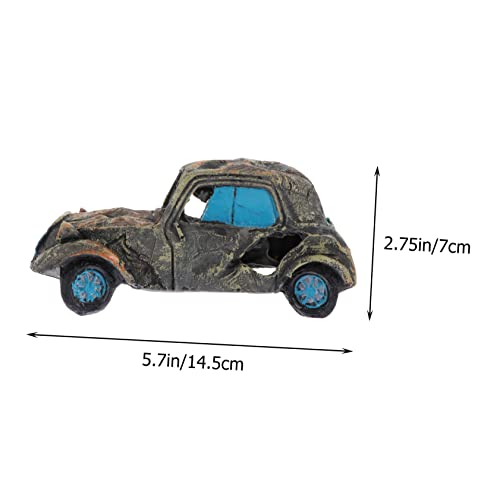 WOONEKY Resin Aquarium Auto Wrack Dekoration Fischversteck Adorn Glatte Oberfläche Fischfreundlich Langlebig Natürlich Lebendig für Aquarium Ornamente von WOONEKY
