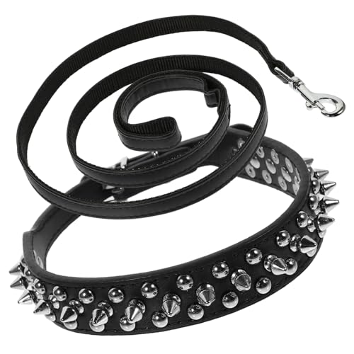 WOONEKY Robustes Hundehalsband mit Nieten Verstellbares Punkiges Teiliges für Kleine und Mittlere Hunde Langlebige Halskette und Zughalsband Modisches Haustierzubehör für Sicheren von WOONEKY