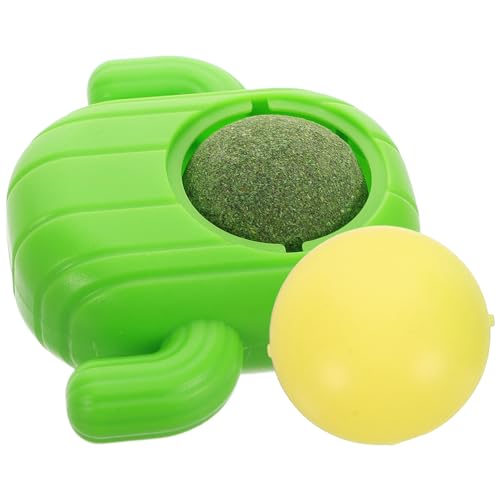 WOONEKY Rotierendes Katzenspielzeug mit Katzenminze Interaktiver Ball für Drinnen Fördert Bewegung und Kauen aus Langlebigem Material mit Faszinierendem Spinning Mechanismus für Katzen von WOONEKY