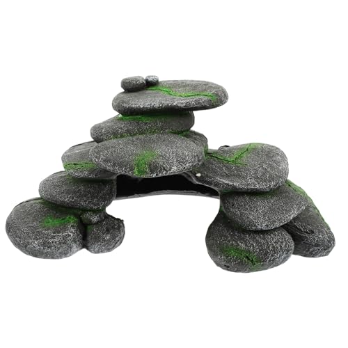 WOONEKY Schildkrötenplattform aus Harz Imitation Steinstruktur Versteck für Reptilien Multifunktionale Sonnenplattform und Ruheplatz für Terrarien und Aquarien Pflegeleicht und Langlebig von WOONEKY