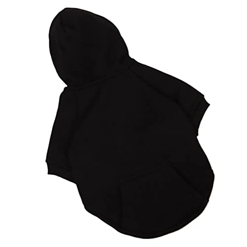 WOONEKY Schwarzer Hundepullover mit Kapuze Warme Baumwolle Kuscheliges Winterkostüm für Kleine und Mittelgroße Hunde und Bequem für Herbst und Winterfeste Kostümparty Geeignet von WOONEKY