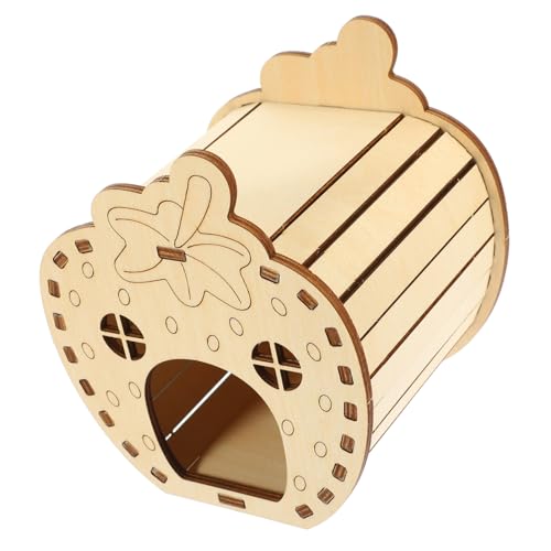 WOONEKY Selbstmontage Holz Hamster Versteck für Kleine Haustiere DIY Erdbeer Haus aus Holz für Kleine Tiere Komfortabler Rückzugsort für Hamster und Kleintiere von WOONEKY