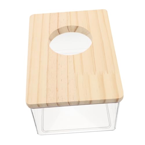 WOONEKY Transparenter Hamster Badehaus aus Holz Kleines Sandbad für Kleintiere Geeignet für Hamsterkäfige und Nester für Hamsterpflege Schlafplatz für Zuckergleiter von WOONEKY