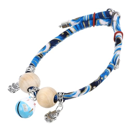 WOONEKY Verstellbares Japanisches Kätzchenhalsband mit Glocke Handgefertigte Holzperlen Sanftes Baumwollseil Sicherer Zeckenschutz Komfortables Haustierhalsband für Kleine Katzen Blau Xs WOONEKY Verstellbares Japanisches Kätzchenhalsband mit Glocke Handgefertigte Holzperlen Sanftes Baumwollseil Sicherer Zeckenschutz Komfortables Haustierhalsband für Kleine Katzen Blau Xs von WOONEKY