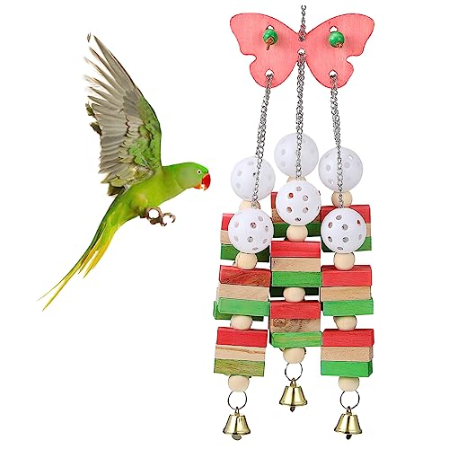 WOONEKY Vogel Papagei Schaukel Spielzeug Holz Hängen Kauen Spielzeug mit Glocken für Aras Sittiche Nymphensittiche Vogel Wohnkultur WOONEKY Vogel Papagei Schaukel Spielzeug Holz Hängen Kauen Spielzeug mit Glocken für Aras Sittiche Nymphensittiche Vogel Wohnkultur von WOONEKY
