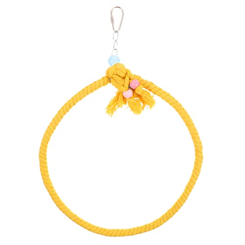 WOONEKY Vogel Schaukel Kletterseil Gelb mit Stabilem Clip Langlebiges Kauspielzeug für Papageien Wellensittiche Nymphensittiche Käfig Zubehör Bird Playground Bird Hammock von WOONEKY