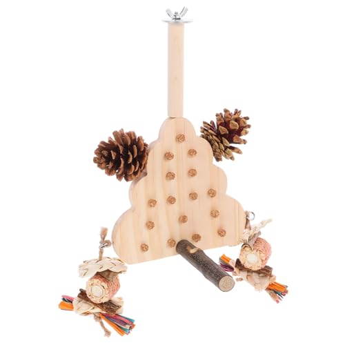 WOONEKY Vogelkäfig Sitzstange aus Holz Stabile Papageien Spielplattform Robust Kauspielzeug für Wellensittiche und Kleine Vögel Einfach Montierbar Natürlicher Nagerplatz von WOONEKY