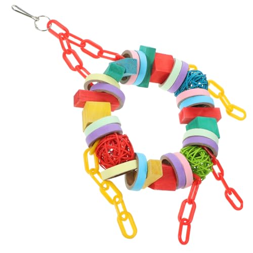 WOONEKY Holz Vogelspielzeug Für Papageien Bunte Kauspielzeuge Für Vögel Hängendes Spielzeug Beak-Gesundheit Und Mentaler Stimulation von WOONEKY