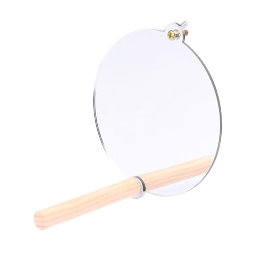 WOONEKY Naturholz Papagei Spielzeug Vogel Spiegel Ständer Papagei Training Beige Khaki von WOONEKY
