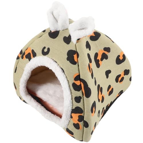 WOONEKY Warmes Hamster Nest für Kleintiere Kuschelige Schlafhöhle für Hamster Ratten und Chinchillas und Tierbett für Winter Leopardenmuster von WOONEKY