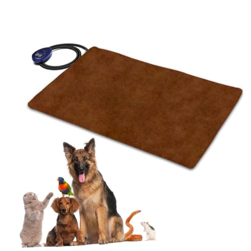 WOONEKY Wasserdichtes Haustier heizkissen mit Konstanter Temperaturregelung Kaubeständig Energiesparend für Hunde und Katzen Inklusive Abnehmbarem Waschbarem Bezug Geeignet für Innenräume von WOONEKY
