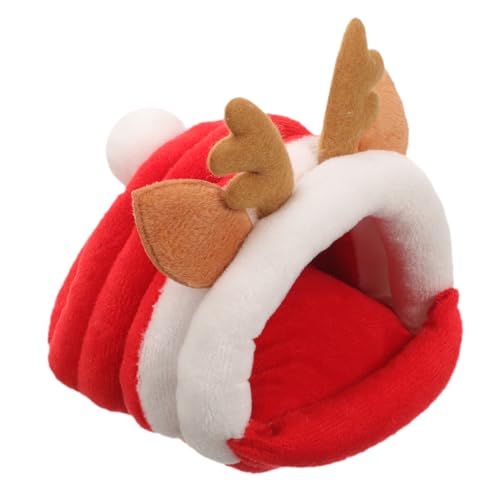WOONEKY Weihnachtliches Hamster Nest Warmer Hamster Schlafplatz aus Baumwolle für Kleintiere S Rot mit Rentier Design von WOONEKY