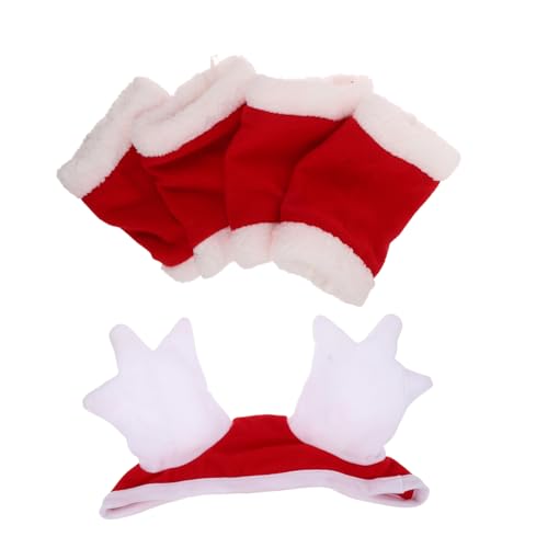 WOONEKY Weihnachts Pferdekostüm Zubehör mit Festlichem Hut und Beinschützern Weiches Material Einfache Anwendung für Pferde-verkleidung bei Xmas Paraden Feiertagsfeiern und von WOONEKY