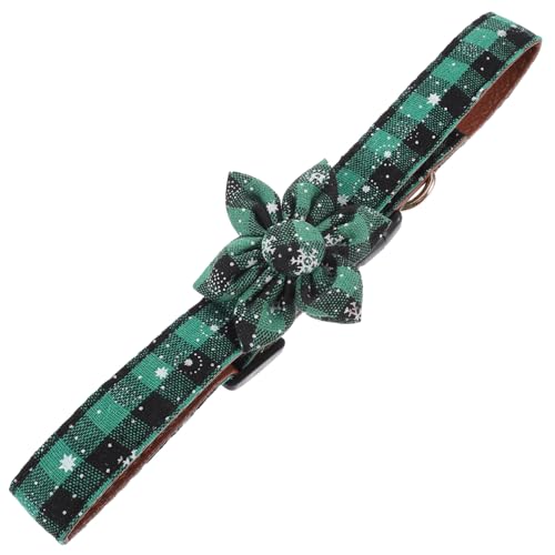 WOONEKY Verstellbares Hundehalsband Weihnachtsdesign Für Kleine Hunde Und Für Partys Und Fotoshootings Schneegrün Mit Sonnenblumenmotiv von WOONEKY