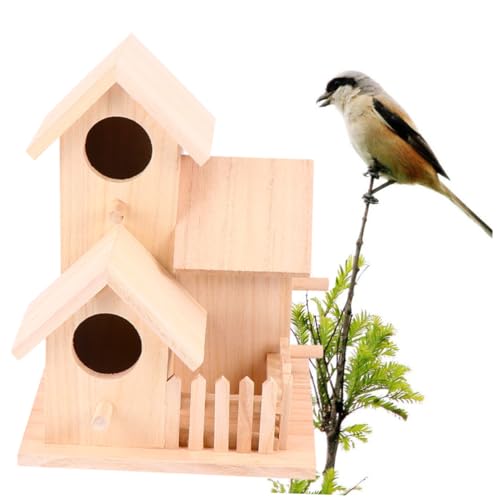 WOONEKY großes Vogelnest Vogelhaus aus Holz im Freien unlackierte Vogelhäuschen aus Holz Bird House vögelhaus Vogelnest aus Holz Zimmer Vogelnest der Vogel das Vogelnest Zubehör Hölzern von WOONEKY
