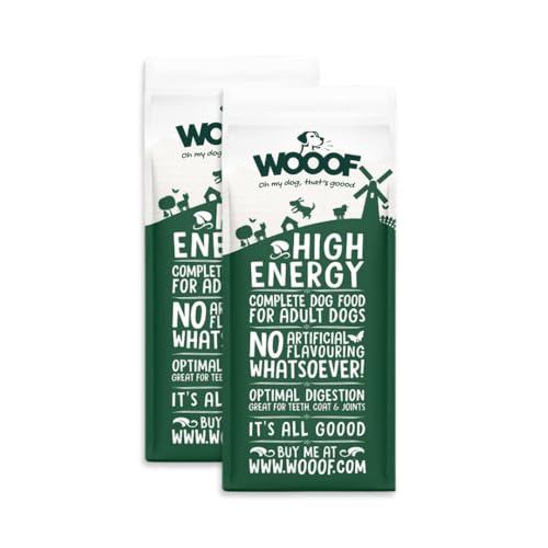 WOOOF High Energy 28kg kaltgepresstes Hundefutter | Energiereiches Trockenfutter mit Rindfleisch, hoher Energieanteil, Aktiv von WOOOF