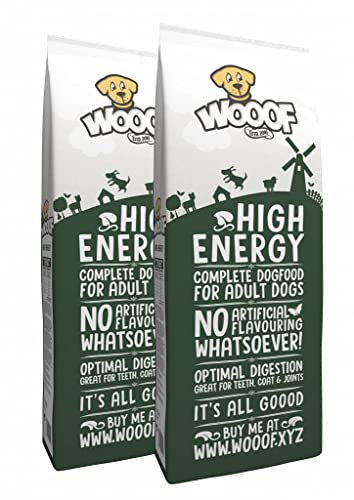 WOOOF High Energy 28kg kaltgepresstes Hundefutter | Energiereiches Trockenfutter mit Rindfleisch, hoher Energieanteil, Aktiv von WOOOF