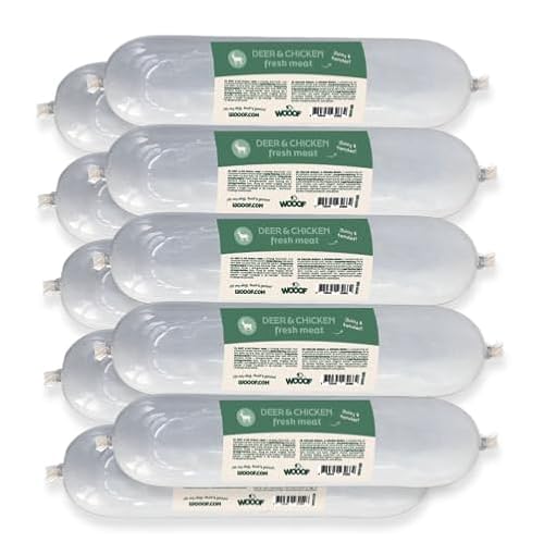 WOOOF Hundewurst Hirsch – Haltbare Fleischwürste – Nassfutter mit Wildfleisch für Hunde – 10x900g von WOOOF