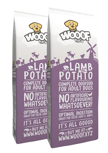 WOOOF Lamm und Kartoffel 36kg kaltgepresstes, getreidefreies und hypoallergenes Hundefutter | Trockenfutter Weizenglutenfrei, hoher Fleischanteil von WOOOF