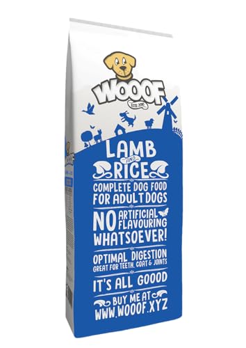 WOOOF Lamm & Reis 18kg kaltgepresstes, getreidefreies und hypoallergenes Hundefutter | Trockenfutter, leicht verdaulich, ohne Weizengluten von WOOOF