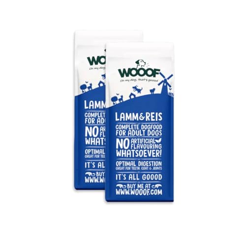 WOOOF Lamm & Reis 36kg kaltgepresstes, getreidefreies und hypoallergenes Hundefutter | Trockenfutter, leicht verdaulich, ohne Weizengluten von WOOOF