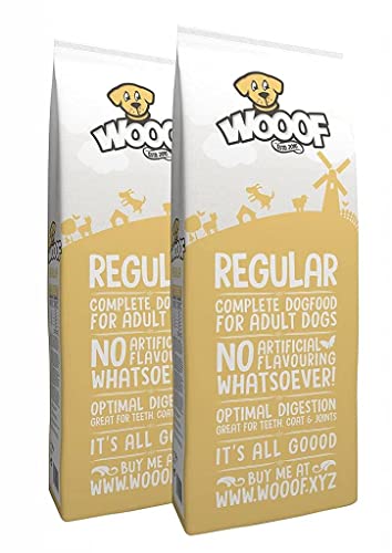 WOOOF Regular 28kg kaltgepresstes Hundefutter mit Rindfleisch | Trockenfutter, natürliche Zutaten, leicht verdaulich, ohne Weizengluten von WOOOF
