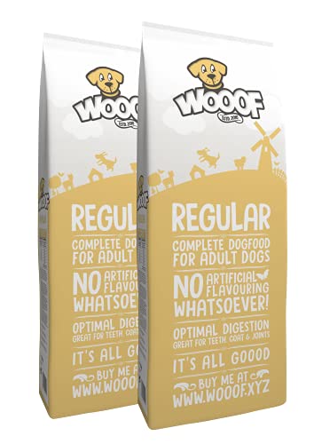 WOOOF Regular 36kg kaltgepresstes Hundefutter mit Rindfleisch | Trockenfutter, natürliche Zutaten, leicht verdaulich, ohne Weizengluten von WOOOF