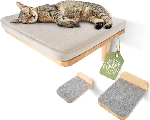 WOOWOOD® Kletterwand Katzen inkl. 2X Katzentreppe Wand [aus Europa] I Kratzbaum Wand I Katzenhängematte I Katzen Wand Klettern I Katzenwand I Wandkratzbaum I Katzenmöbel I Katzen Wandelemente von WOOWOOD