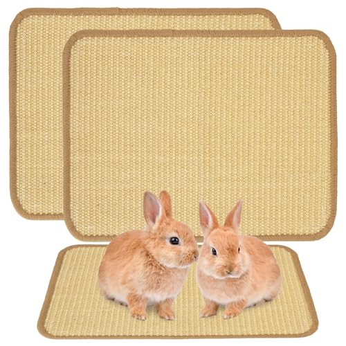 WOPPLXY Kratzmatte für Kaninchen, natürliches Sisal, Kaninchenkratzmatte, Krallen- und Zahnpflegematten zum Beißen, Schlafen, Nesten, Kleintier-Bettwäsche, Kauspielzeug (40 x 30 cm) von WOPPLXY