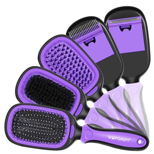 WOPQAEM 5 in 1 Pet Grooming Kit for Long Short Hair Dogs & Cats.Dog Brush Set for Small & Large Breeds.Gentle Detangling, Smoothing, Relaxation, Tangle Removal & Shedding Control, Purple WOPQAEM 5 in 1 Pet Grooming Kit for Long Short Hair Dogs & Cats.Dog Brush Set for Small & Large Breeds.Gentle Detangling, Smoothing, Relaxation, Tangle Removal & Shedding Control, Purple von WOPQAEM