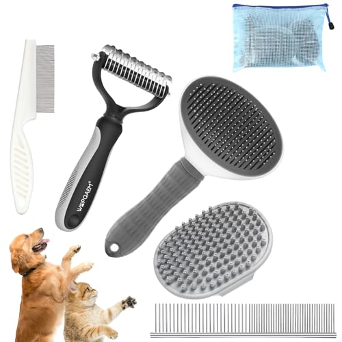 WOPQAEM Hundebürsten-Set, 5-teiliges Fellpflege-Set, selbstreinigend, für große und mittelgroße Hunde, Katzen sowie kleine Haustiere, ideal für Lang- und Kurzhaar, reduziert Haaren, grau WOPQAEM Hundebürsten-Set, 5-teiliges Fellpflege-Set, selbstreinigend, für große und mittelgroße Hunde, Katzen sowie kleine Haustiere, ideal für Lang- und Kurzhaar, reduziert Haaren, grau von WOPQAEM