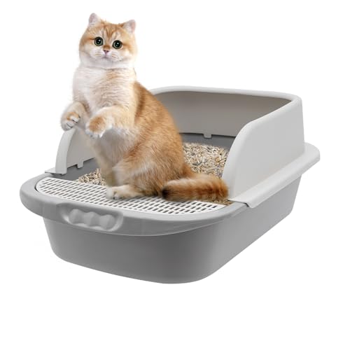 Katzentoilette, Halboffene Katzenklo mit Schaufel, Hohem Jumbo Schalentoilette für Katzen mit einem Gewicht von weniger als 8,82 Pfund - 45 × 30 × 10cm Katzentoilette, Halboffene Katzenklo mit Schaufel, Hohem Jumbo Schalentoilette für Katzen mit einem Gewicht von weniger als 8,82 Pfund - 45 × 30 × 10cm von WOQLIBE
