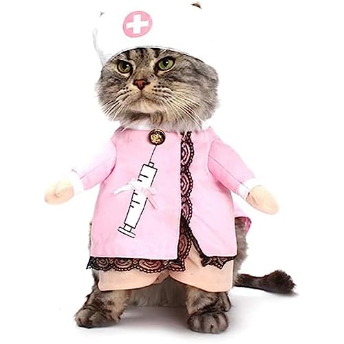 WORDERFUL Halloween-Kostüm für kleine Hunde, Katzendoktor, Krankenschwester, Haustierarzt, Kleidung, Halloween-Jeans, Outfit Bekleidung (S, Krankenschwester) von WORDERFUL