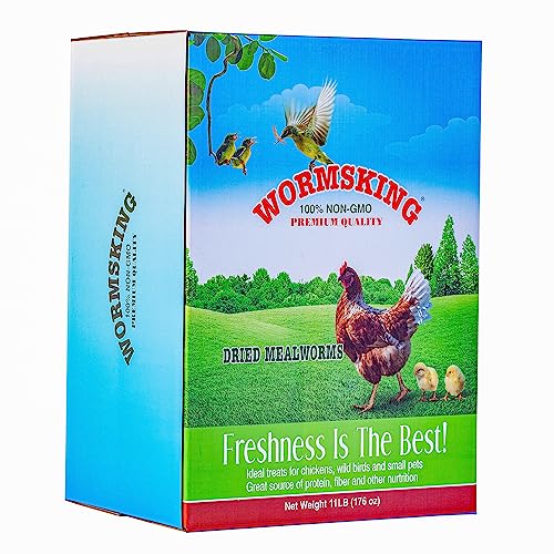 WORMSKING - 11 Pfund Mehlwürmer, getrocknet, GVO-frei, proteinreicher Leckerbissen für Hühner, Enten, Vögel, Reptilien, Hamster und Hecken von WORMSKING