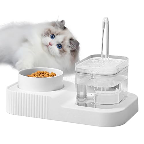 Futternapf für Haustiere - 2-in-1 Katzenfutternapf-Set | Automatischer Katzenwasserspender, Nass- und Trockenfutternapf für Haustiere, Hunde und große Katzen von WOTEG