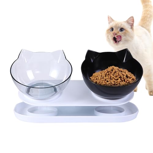 Futternapf für Katzen - Um 15 Grad geneigte Futterspender für Hunde,Umkippsichere Futterstation für Katzen, multifunktionales Katzenfutter- und Tränkeset für kleine Katzen von WOTEG