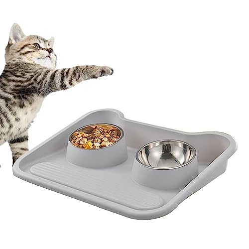Gekippte Futter- und Wassernäpfe für Katzen - Auslaufsicherer Futterspender aus Edelstahl mit abnehmbarem Futter - Futtermittel für Haustiere, Hundefutterspender für kleine bis mittelgroße Hunde Woteg von WOTEG