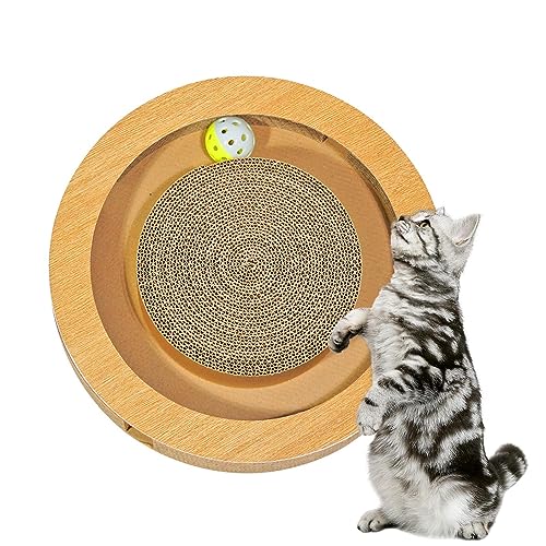 Kratzbox für Katzen | Kratzunterlage mit Katzenminze-Glockenball - Spielbox aus Pappe, Katzenspielzeug in Mehreren Formen, lindert Langeweile und steigert die Interaktion Woteg von WOTEG