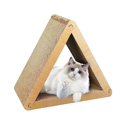 Kratzbrett Katze,Dreieckige Wellpappe mit 6 Seiten | Katzenspielzeug-Heimdekoration für Kätzchennest, Balkon, Wohnzimmer, Schlafzimmer, Spielzimmer Woteg von WOTEG