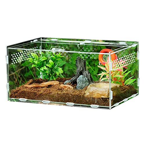 Reptilienkäfig aus Acryl,Reptile Habitat Terrarium Climbing Pet Breeding Box | Transparente Reptilien-Futterbox Reptilien-Terrarium-Lebensraum für Schlangenschildkröten-Eidechsen von WOTEG