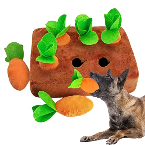WOTEG Plüsch-Hundespielzeug, gefülltes Karotten-Plüsch-Schnüffelmatte, innovatives Plüsch-Gemüsefeld, Pull-Rettich, Karotten-Hundespielzeug, interaktives Spielzeug für Hunde und Katzen von WOTEG