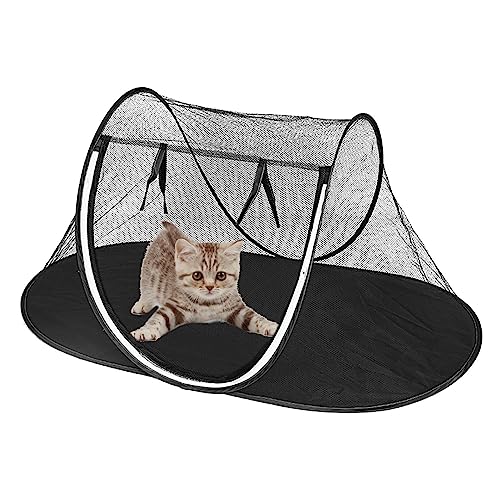 WOTEG Katzen-Netzzelt, faltbares Outdoor-Zelt für Haustiere, Hundezaun für Camping, Laufgitter für Hunde, tragbar, kleines Haustierzelt mit Netzgewebe von WOTEG