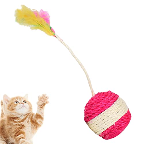 WOTEG Katzenkratzball – Katzenspielzeug für Indoor-Katzen, zufälliges Katzenspielzeug, interaktives Ball, Federspielzeug für Indoor-Katzen, zum Fangen, Jagen und Trainieren von WOTEG